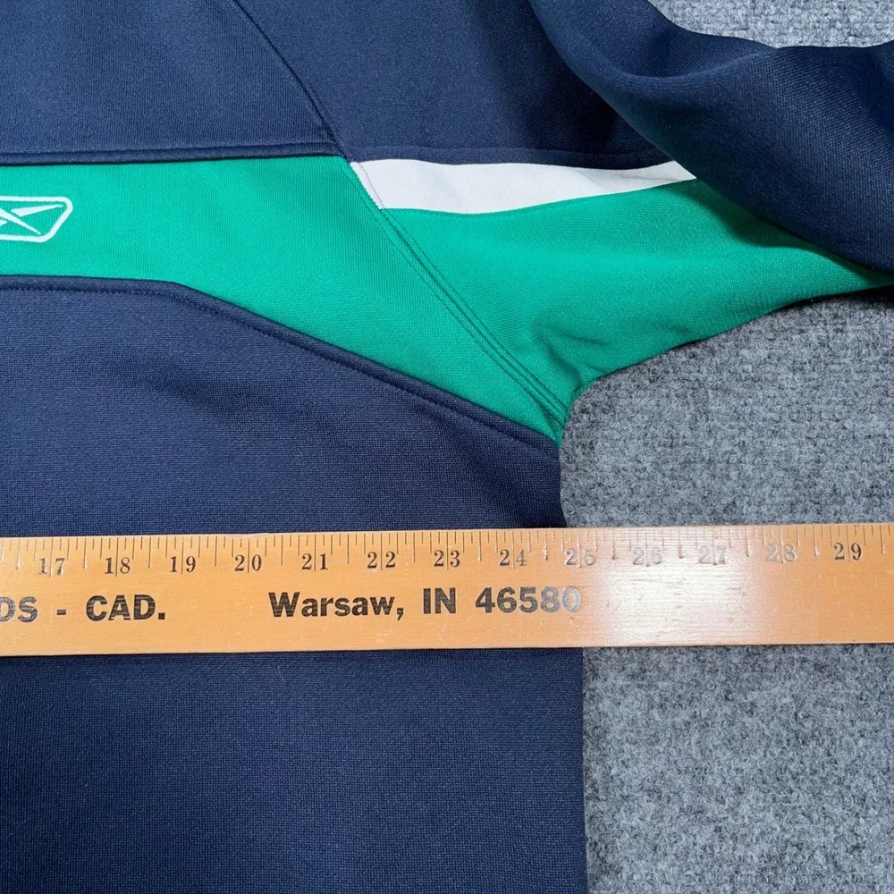 VTG Y2K Reebok Colorblock Crewneck Sweatshirt Mens XL Fleece Pullover Navy Green
